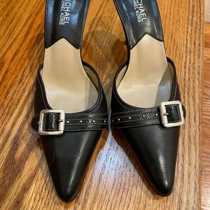 Michael Kors kitten mules with silver buckle size 7.5.